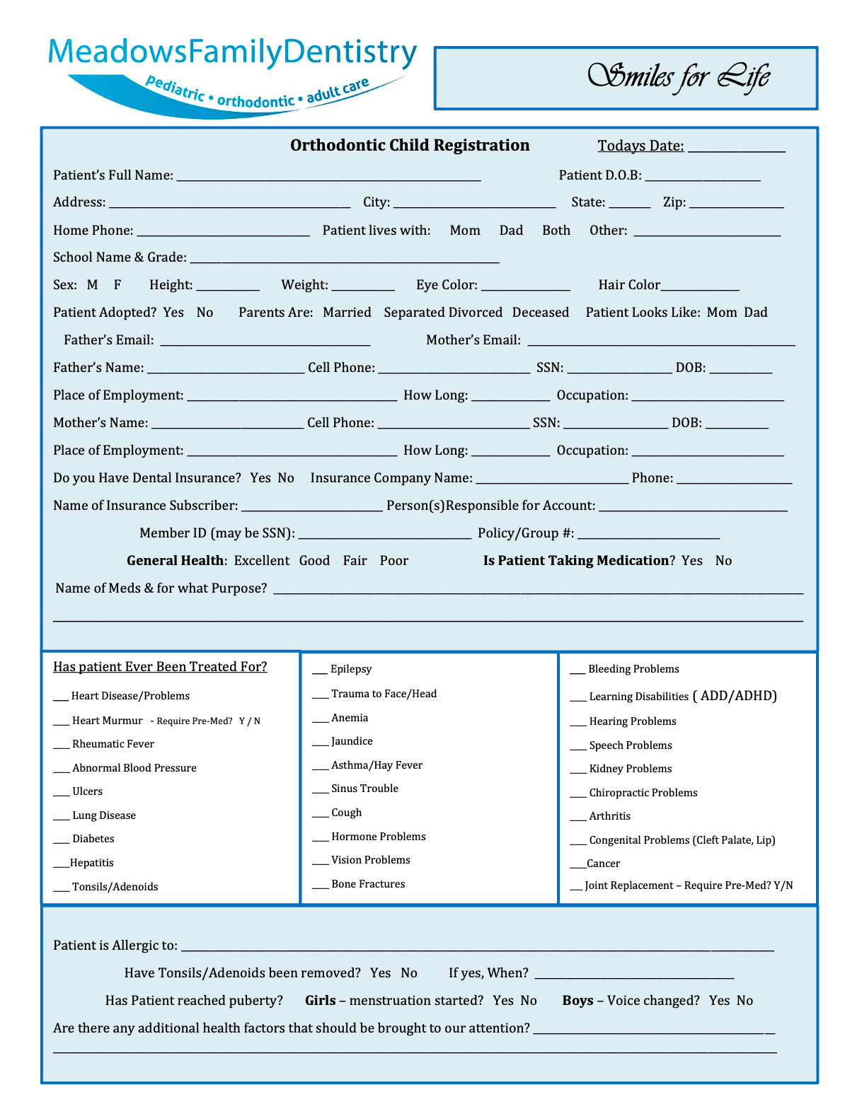 Pediatric Orthodontic Paperwork preview